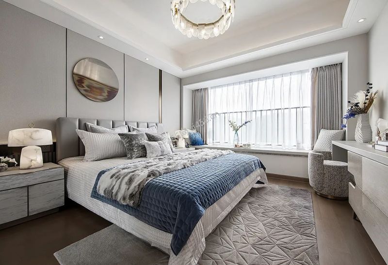 现代风格130平米卧室飘窗家装效果图