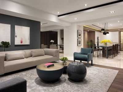 明天华城134平米三居室现代装修案例