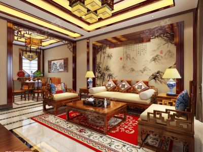 玫瑰御园中式风格145平米四居室装修案例