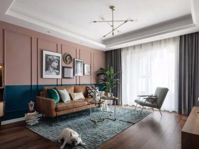 世茂·远洋东江湾混搭风三居室129平米设计效果图案例