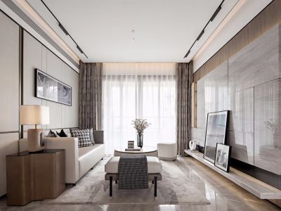 富临桃花岛新中式风格120平装修案例