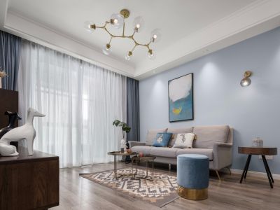 恒大悦府简约风75平米二居室装修效果图案例