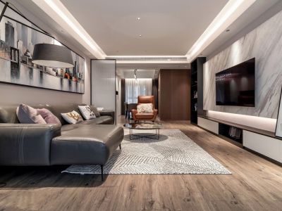 恒大金沙滩现代风格120平米三居室装修案例