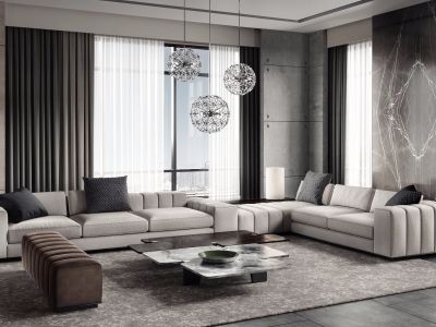 荣盛城130㎡现代轻奢三居室装修案例