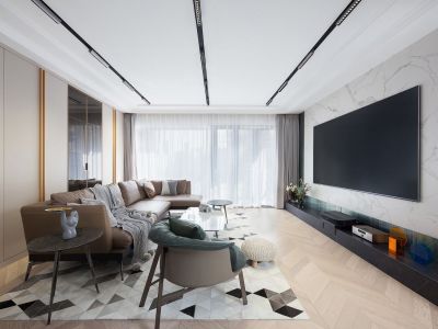 铭城国际社区128平现代风三居室装修案例