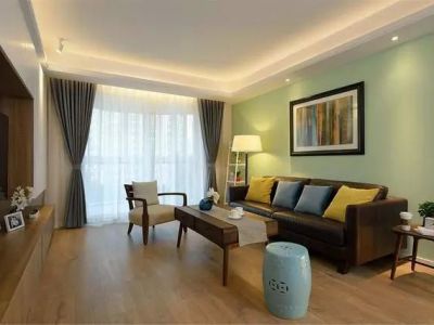 海宸雅园简约美式风格123平米三居室装修案例