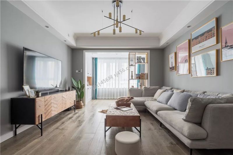 100㎡三居室现代风格客厅装修效果图