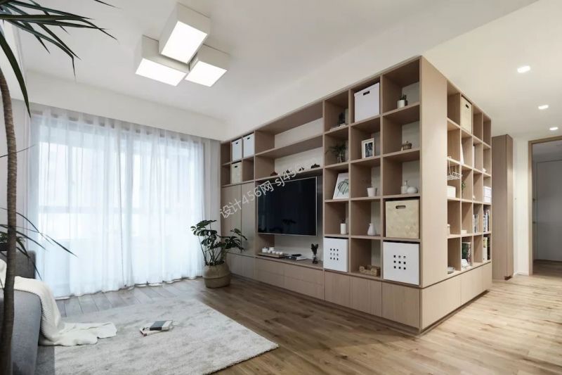 103㎡三居室现代风格客厅电视墙装修效果图