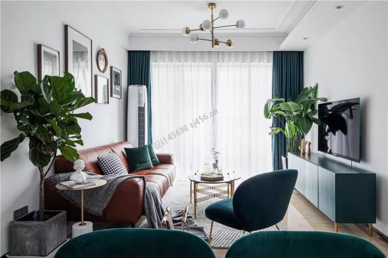 120㎡三居室现代风格客厅装修效果图