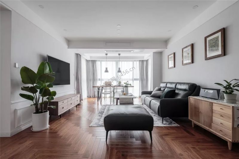 120㎡三居室现代简约客厅吊顶装修效果图