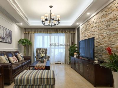 心怡中丝园120平美式经典风格装修案例