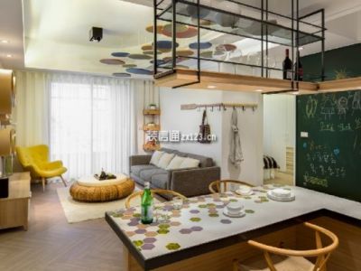 万科翡翠公园80平混搭风格装修案例