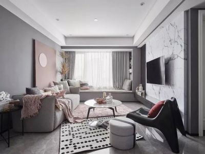 奥克斯钟山府79㎡二居室现代风格装修案例