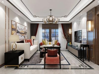 荣兴天成122㎡三居室中式风格装修案例