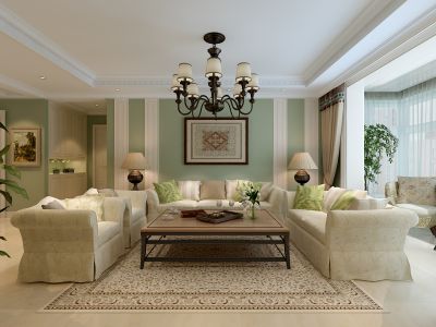 宝能城118平三居室田园风格装修案例