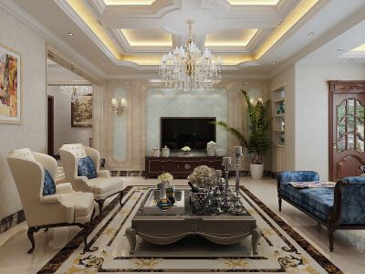 华宇绿洲(别墅)430平别墅混搭风格装修案例