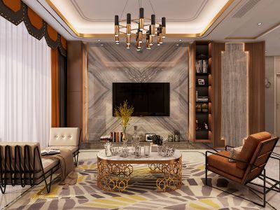 东鼎迎泽里137平三居室港式轻奢装修案例