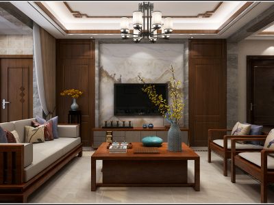 万科中央公园158平四居室新中式风格装修案例