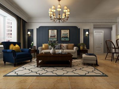 红星天悦119平三居室美式风格装修案例