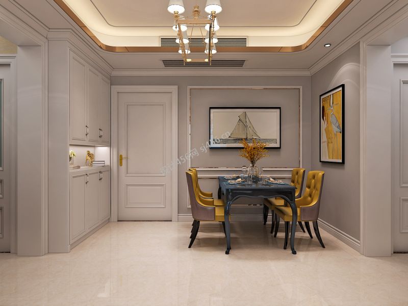 100平三居室简约欧式餐厅装修效果图