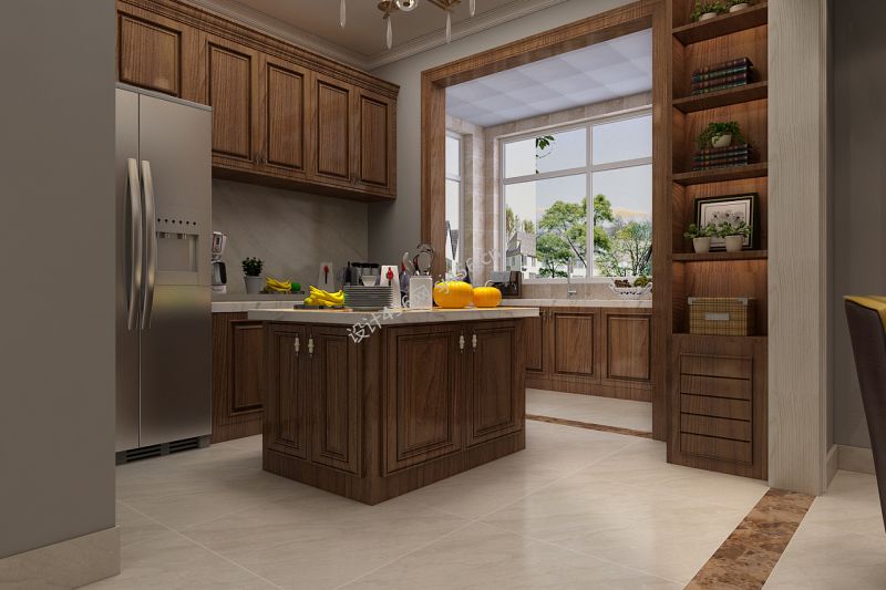 137平三居室简约欧式厨房吊顶装修效果图