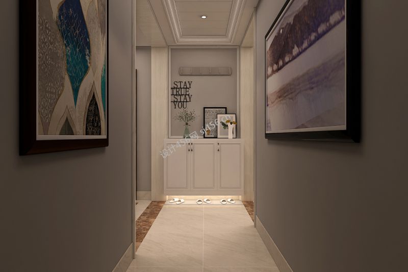 137平三居室简约欧式玄关装修效果图