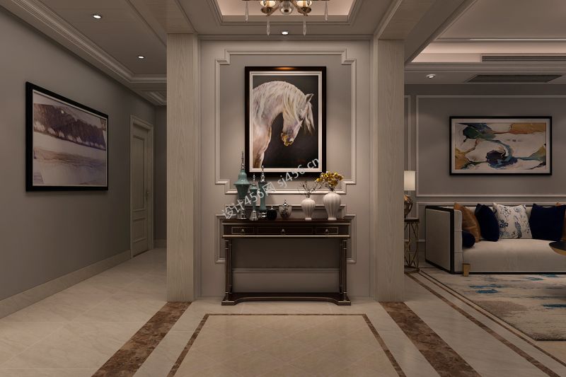 137平三居室简约欧式玄关装修效果图