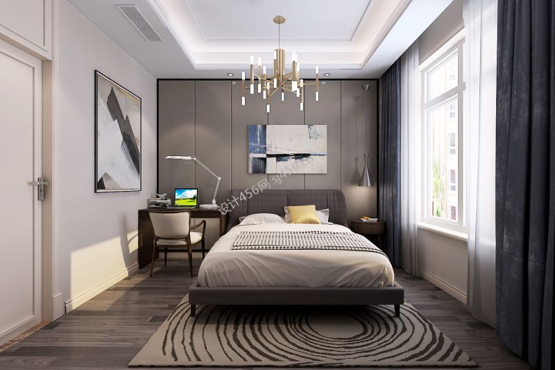 137平三居室港式轻奢卧室装修效果图