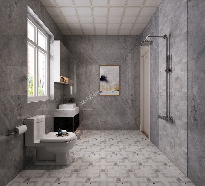 137平三居室港式轻奢卫生间装修效果图