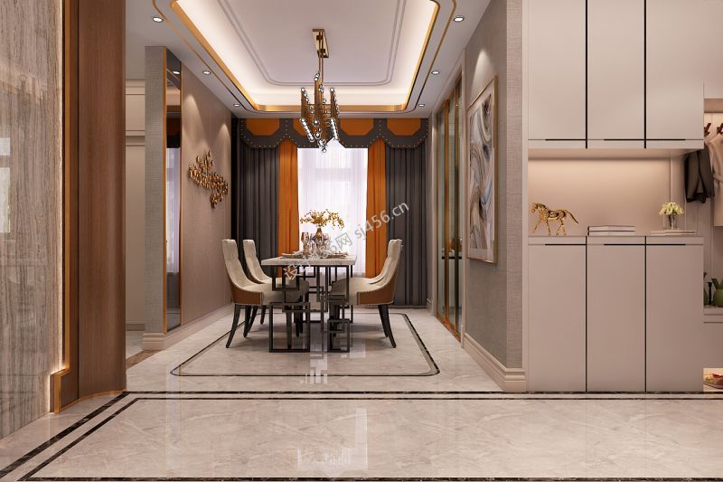 137平三居室港式轻奢餐厅装修效果图