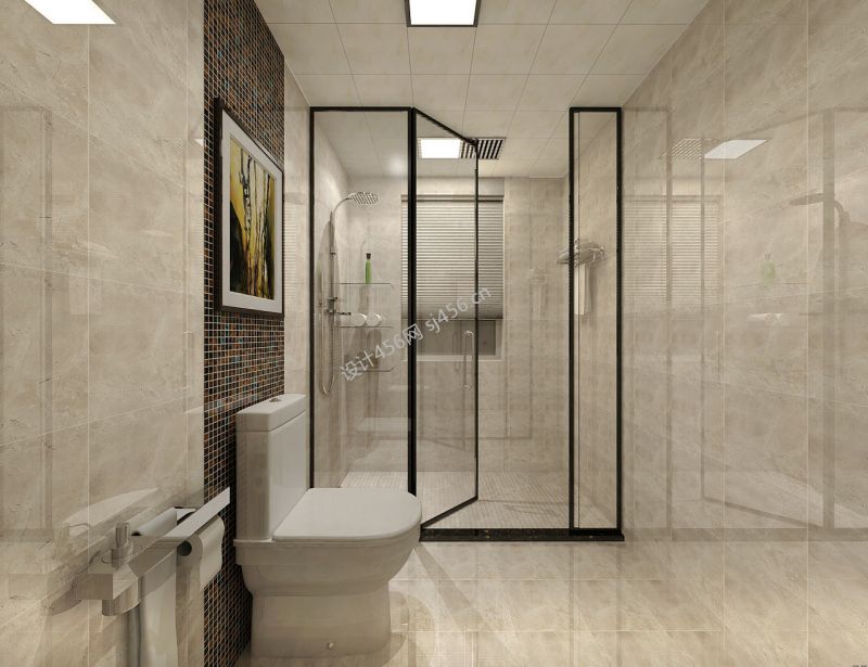 130平三居室现代简约卫生间装修效果图