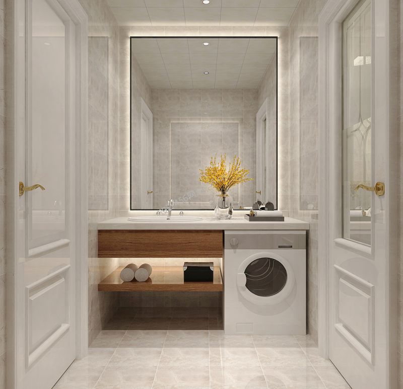 130平三居室现代简约洗手间装修效果图