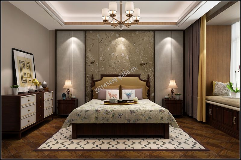 158平四居室新中式风格卧室装修效果图
