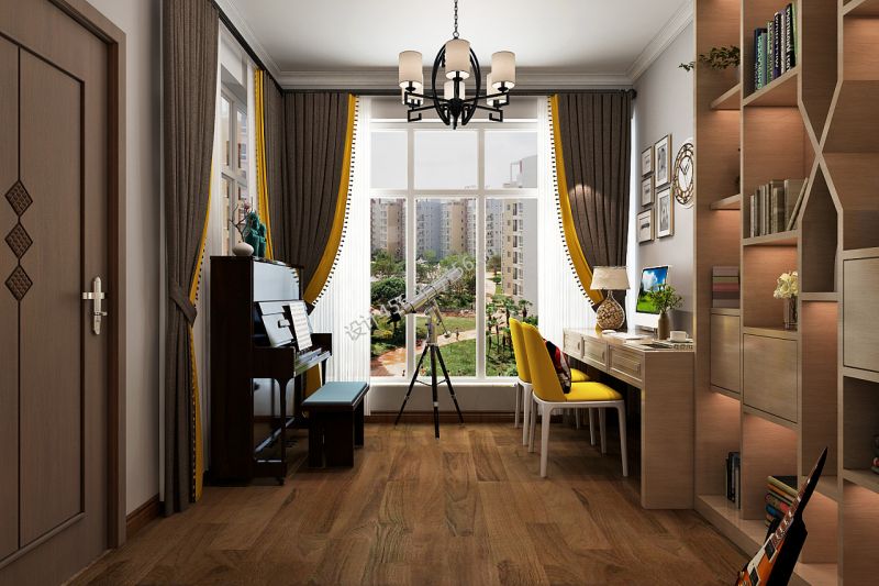 158平四居室新中式风格书房装修效果图