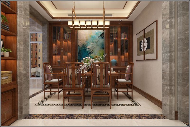 158平四居室新中式风格餐厅装修效果图