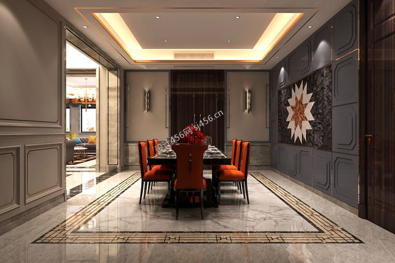 300平别墅现代风格餐厅装修效果图