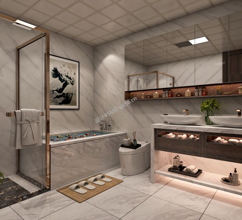 300平别墅现代风格卫生间装修效果图