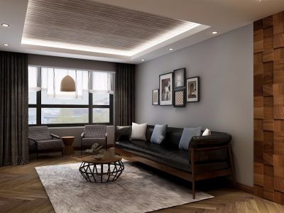 龙光玖珑湾美式风格93平装修案例