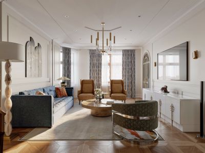 石榴紫宸府美式风三居室144平米设计图案例