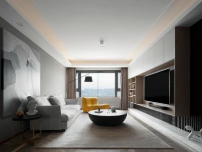 富力壹品133㎡三居室现代风格装修案例