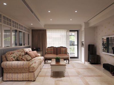 星河智荟花园田园风格98平米三室两厅装修案例