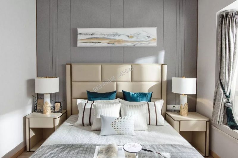 现代风格87平米卧室床家装效果图