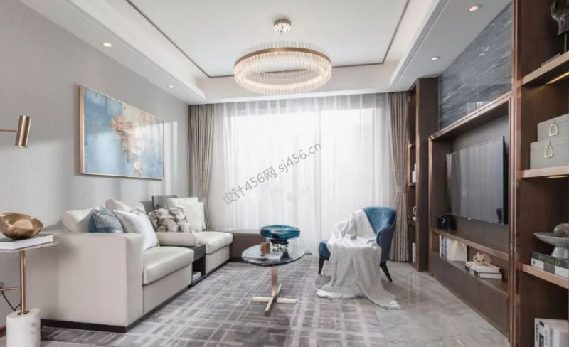 现代风格88平米客厅电视墙家装效果图