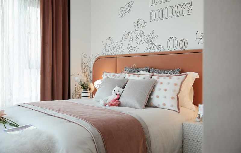 现代中式风格183平米卧室床装修效果图