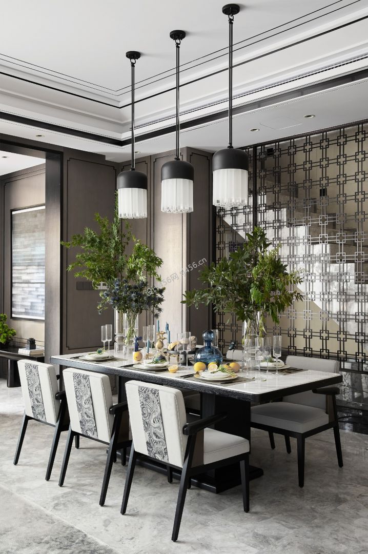 现代中式风格183平米餐厅楼梯装修效果图