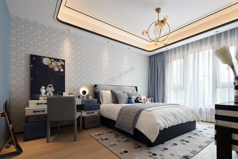 现代中式风格183平米卧室吊顶装修效果图