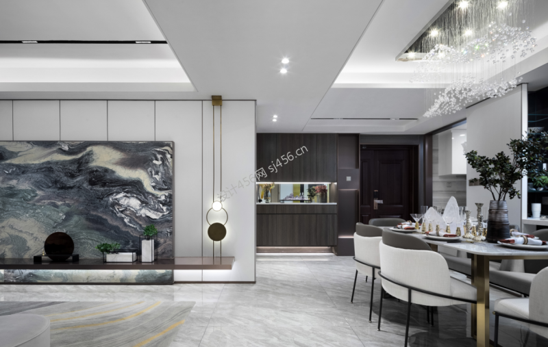 现代风格147平米餐厅桌椅家装效果图