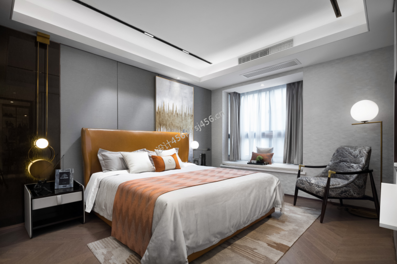 现代风格147平米卧室飘窗家装效果图