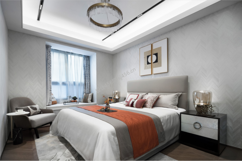 现代风格147平米卧室床家装效果图