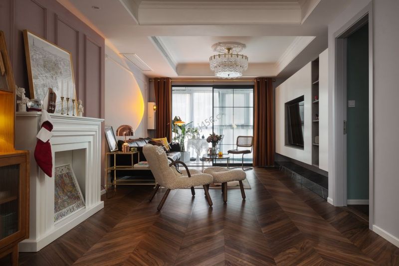 130㎡三居室美式风格客厅装修效果图